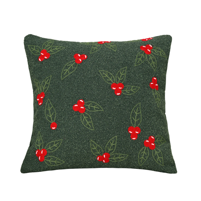 Nordic stílusú párnahuzat, hímzett, karácsonyi motívum, poliészter anyag, nappaliba