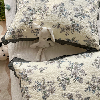 Csipkés párnahuzat, 100% pamut, nyomtatott és steppelt szövés, reaktív festés, skandináv stílus, egy párnához, 40-count anyag