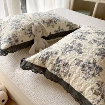 Csipkés párnahuzat, 100% pamut, nyomtatott és steppelt szövés, reaktív festés, skandináv stílus, egy párnához, 40-count anyag