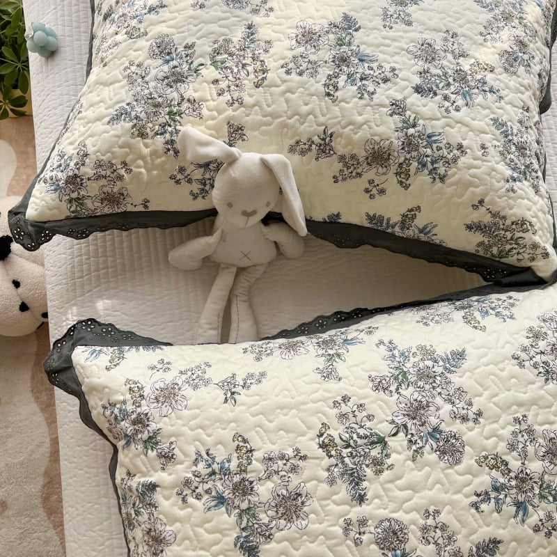 Csipkés párnahuzat, 100% pamut, nyomtatott és steppelt szövés, reaktív festés, skandináv stílus, egy párnához, 40-count anyag