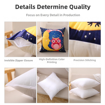 Párna belsővel — testreszabható digitális nyomtatás, egyszínű minta, huzat: imitációs, nagyon puha, töltet: PP pamut