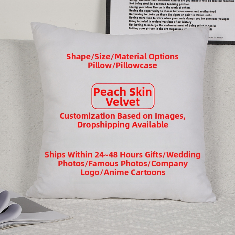 Párna belsővel — testreszabható digitális nyomtatás, egyszínű minta, huzat: imitációs, nagyon puha, töltet: PP pamut