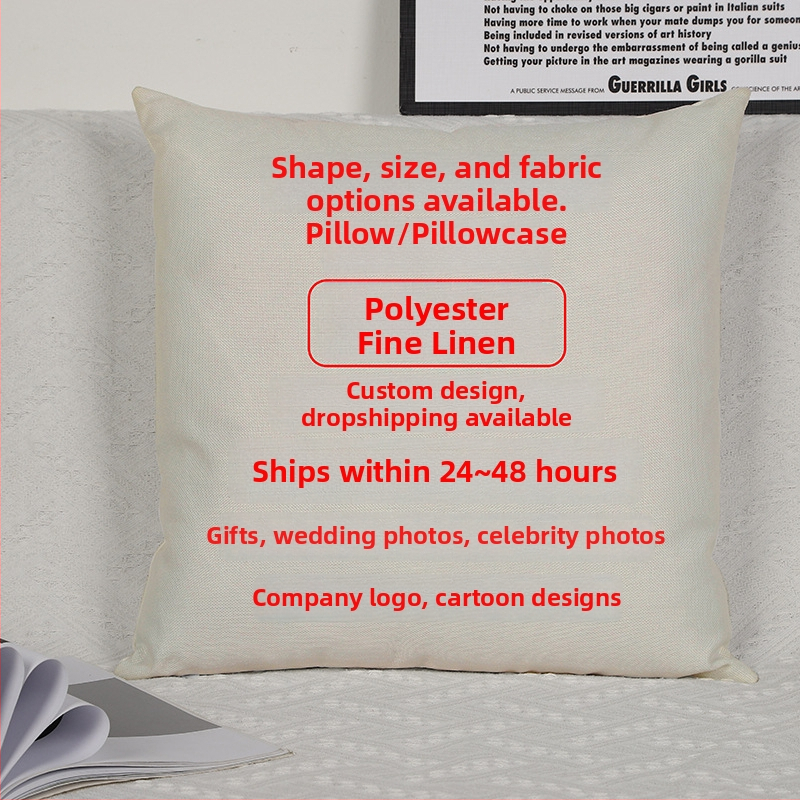 Párna belsővel — testreszabható digitális nyomtatás, egyszínű minta, huzat: imitációs, nagyon puha, töltet: PP pamut