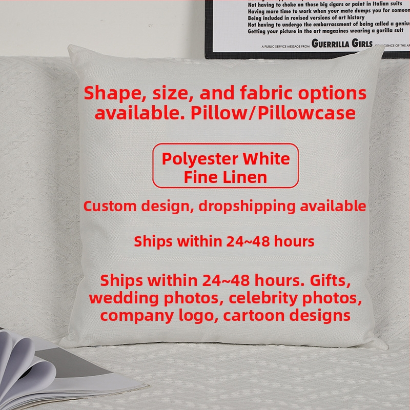 Párna belsővel — testreszabható digitális nyomtatás, egyszínű minta, huzat: imitációs, nagyon puha, töltet: PP pamut