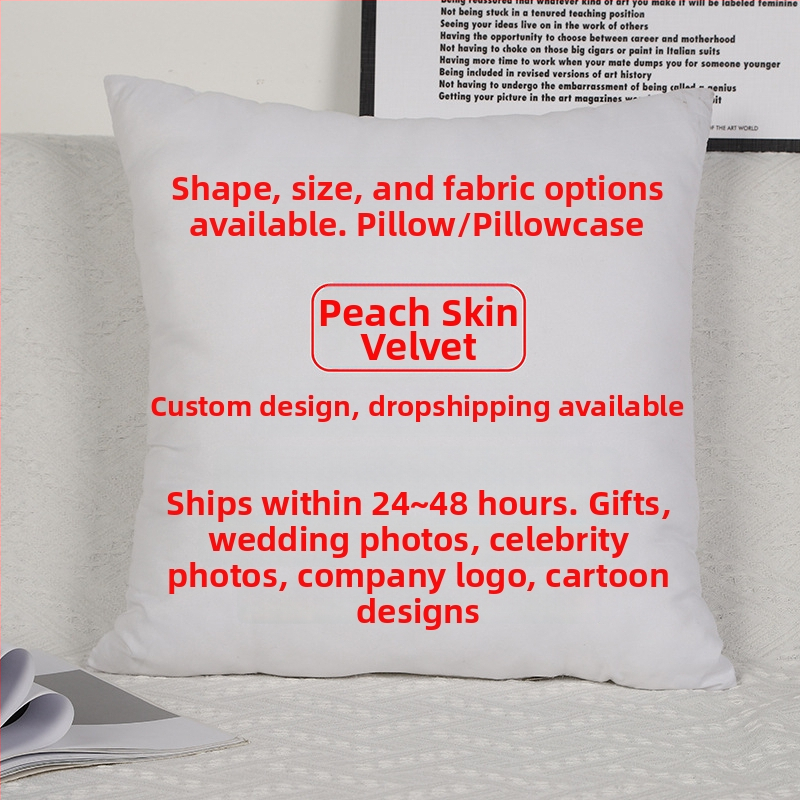 Párna belsővel — testreszabható digitális nyomtatás, egyszínű minta, huzat: imitációs, nagyon puha, töltet: PP pamut