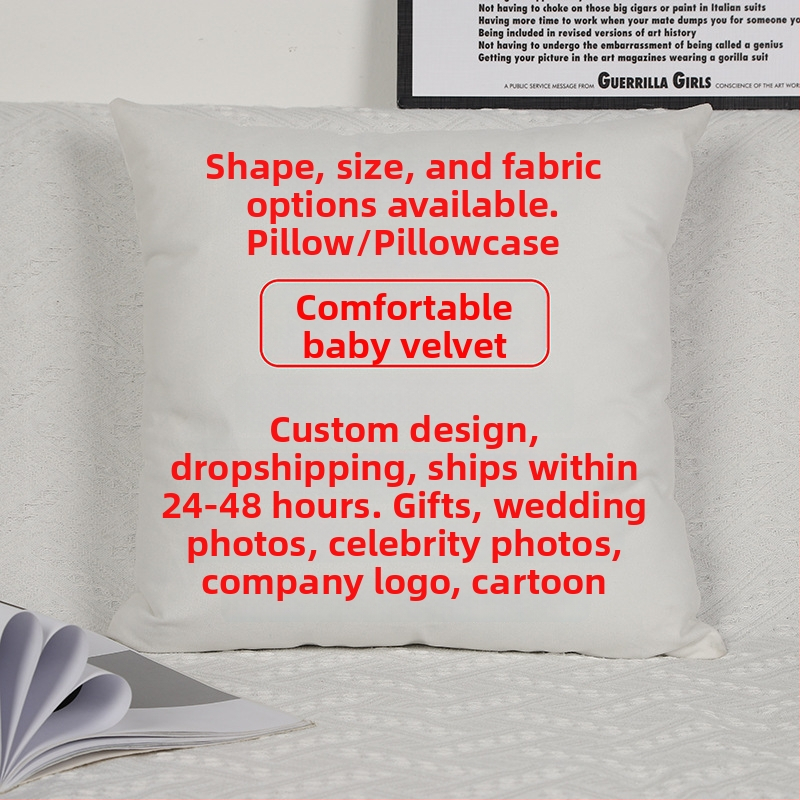 Párna belsővel — testreszabható digitális nyomtatás, egyszínű minta, huzat: imitációs, nagyon puha, töltet: PP pamut