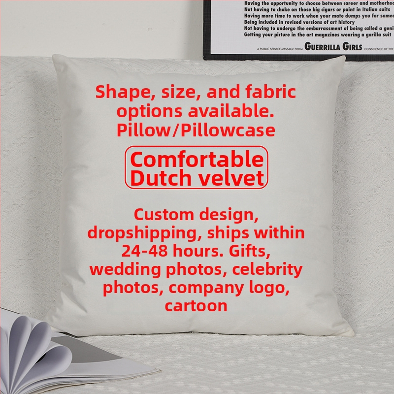 Párna belsővel — testreszabható digitális nyomtatás, egyszínű minta, huzat: imitációs, nagyon puha, töltet: PP pamut