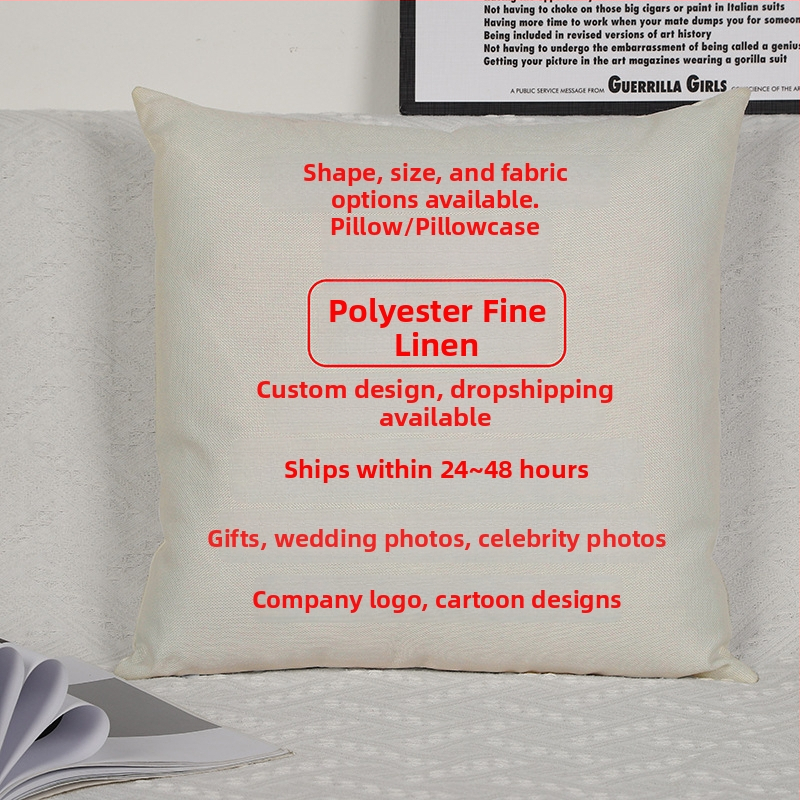 Párna belsővel — testreszabható digitális nyomtatás, egyszínű minta, huzat: imitációs, nagyon puha, töltet: PP pamut