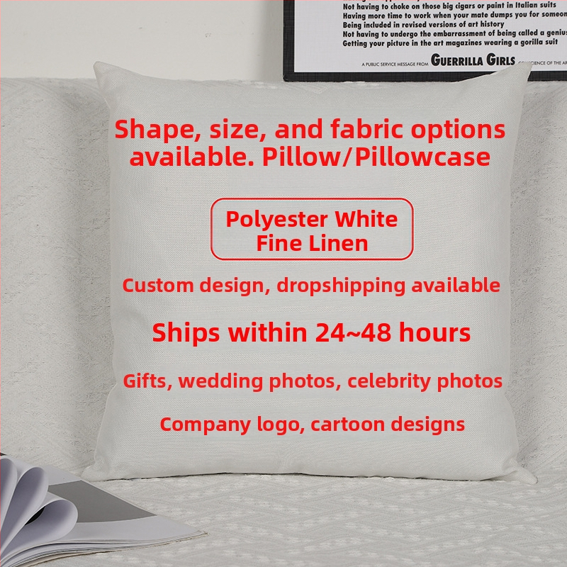 Párna belsővel — testreszabható digitális nyomtatás, egyszínű minta, huzat: imitációs, nagyon puha, töltet: PP pamut