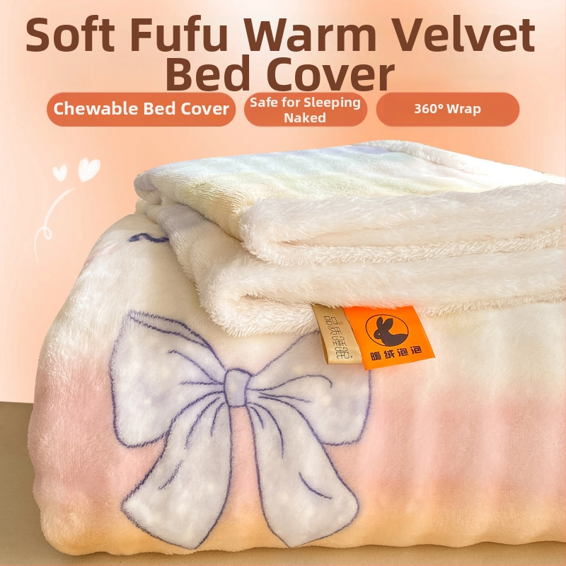 Zimski debeli mliječni velur prekrivač za krevet, srčani uzorak, 100% pamuk, 1.5-2.0 kg, nordijski stil