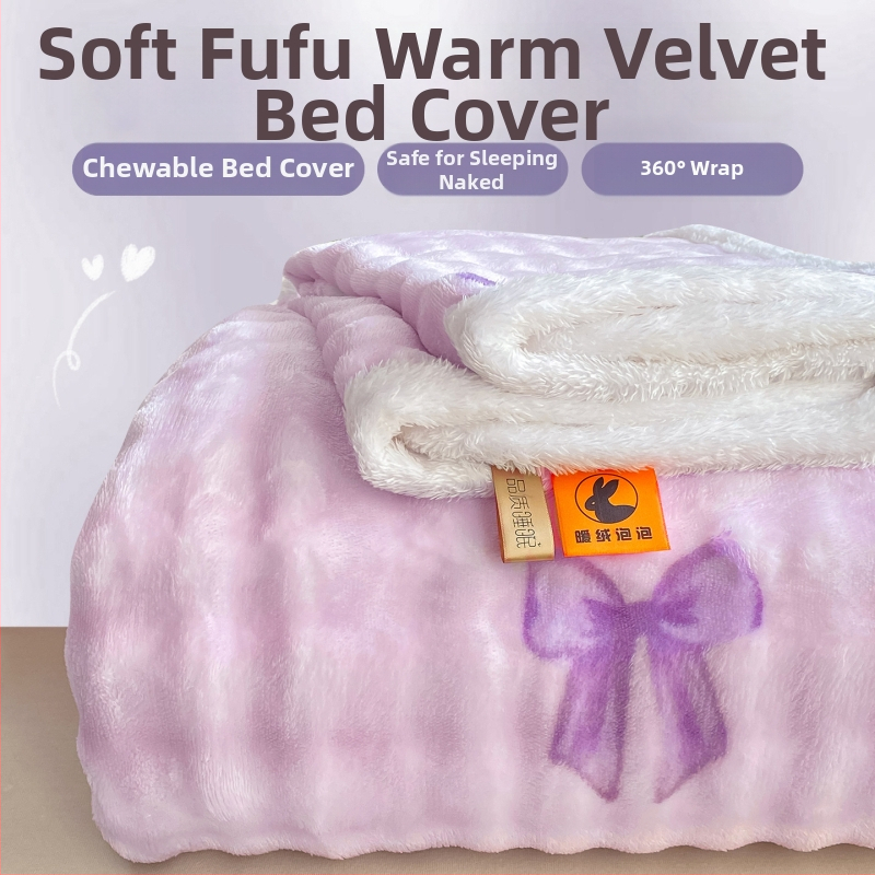 Zimski debeli mliječni velur prekrivač za krevet, srčani uzorak, 100% pamuk, 1.5-2.0 kg, nordijski stil