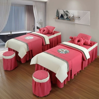 Prekrivač za krevet, četverodijelni set, poliester, brušena tkanina, reaktivno bojanje, prugasti uzorak, skandinavski stil