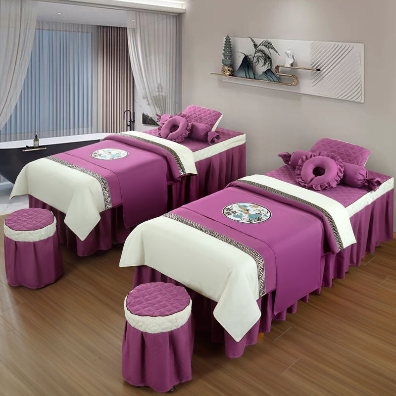 Prekrivač za krevet, četverodijelni set, poliester, brušena tkanina, reaktivno bojanje, prugasti uzorak, skandinavski stil