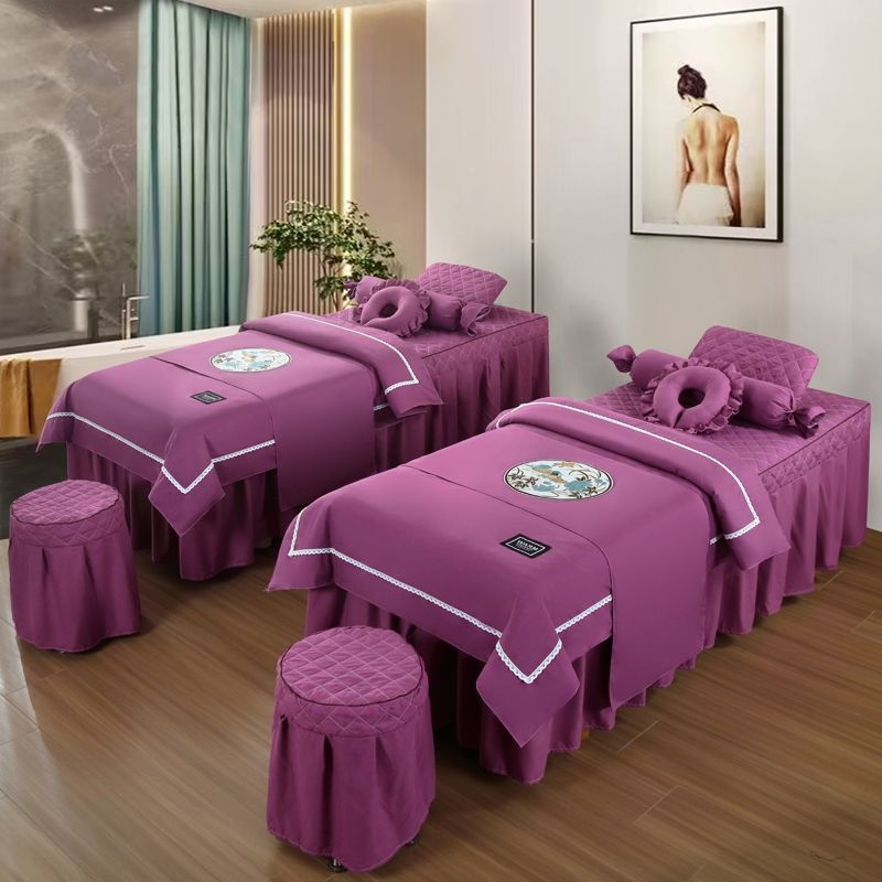 Prekrivač za krevet, četverodijelni set, poliester, brušena tkanina, reaktivno bojanje, prugasti uzorak, skandinavski stil