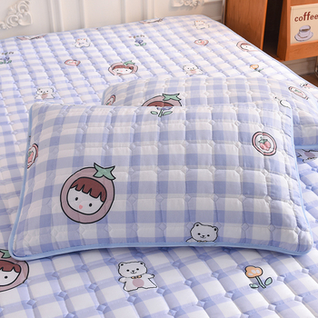 Fésült pamut ágyneműkészlet csúszásmentes, virágos mintázat, 3 részes készlet: lepedő, ágyneműtakaró és matracvédő, kimosott pamut, reaktív nyomtatás