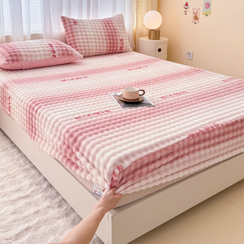 Set od tri dijela: napinjajuće plahte od mliječnog velura s floralnim uzorkom, debeli, za krevet 1,8 m