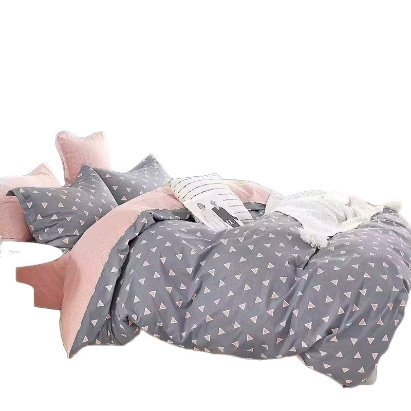 Pamukasti četverodijelni set posteljine s motivom biljaka i cvijeća, za sve sezone, INS-stil, reaktivno bojanje