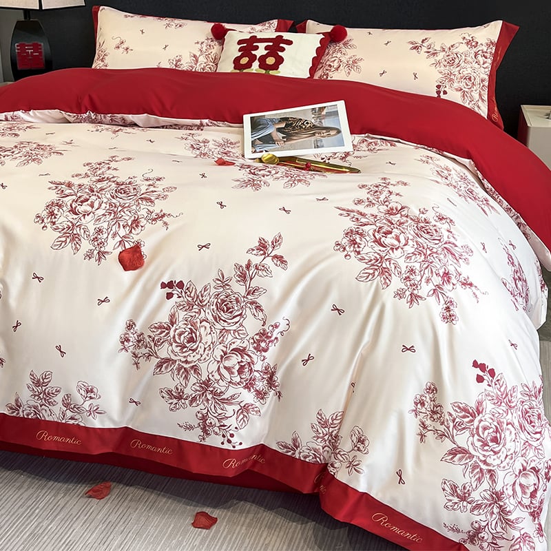 Esküvői ágyneműkészlet, négy részes, poliészter twill, reaktív színezés