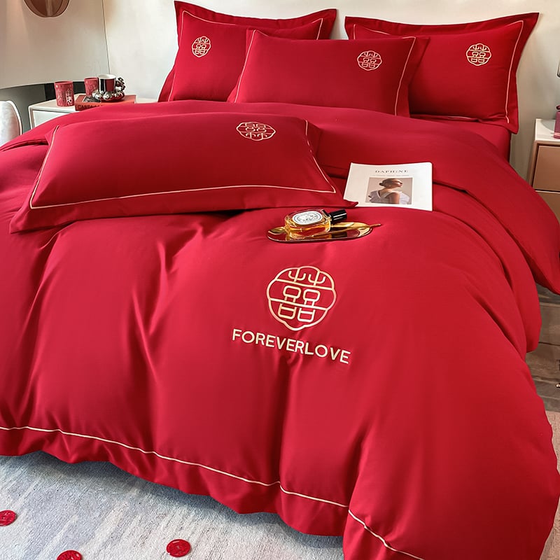 Esküvői ágyneműkészlet, négy részes, poliészter twill, reaktív színezés