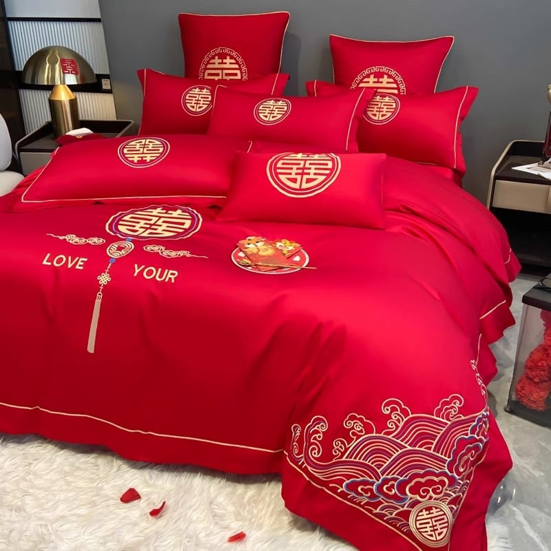 Esküvői ágyneműkészlet, négy részes, poliészter twill, reaktív színezés