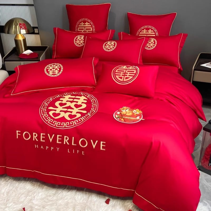 Esküvői ágyneműkészlet, négy részes, poliészter twill, reaktív színezés