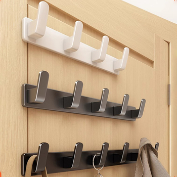 Be gręžimo sieninis drabužių kabykla, Space Aluminum, daugiaeilių su 3-8 kabliukais, šiuolaikiškas ir paprastas dizainas, apkrova 10-15 kg