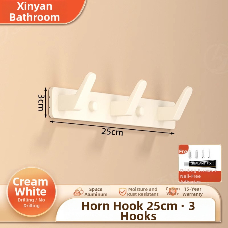 Be gręžimo sieninis drabužių kabykla, Space Aluminum, daugiaeilių su 3-8 kabliukais, šiuolaikiškas ir paprastas dizainas, apkrova 10-15 kg