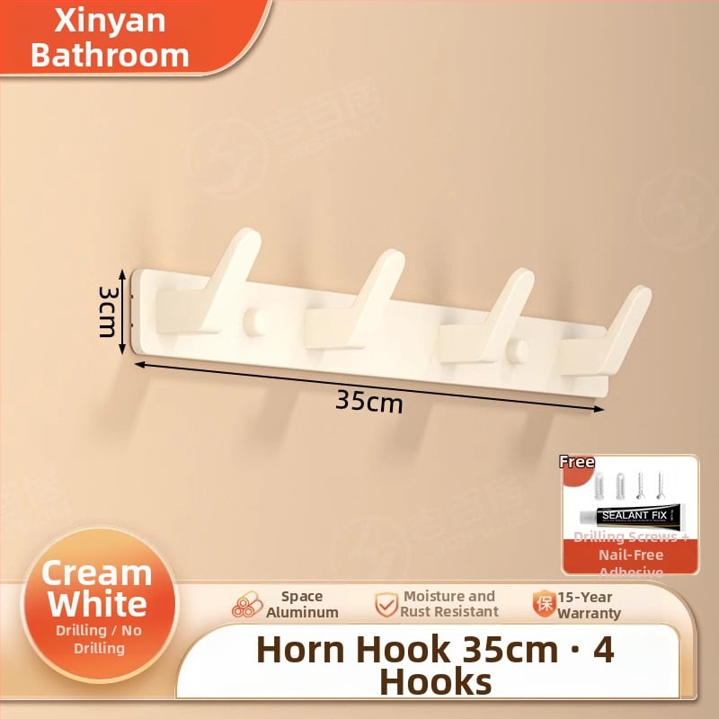 Be gręžimo sieninis drabužių kabykla, Space Aluminum, daugiaeilių su 3-8 kabliukais, šiuolaikiškas ir paprastas dizainas, apkrova 10-15 kg