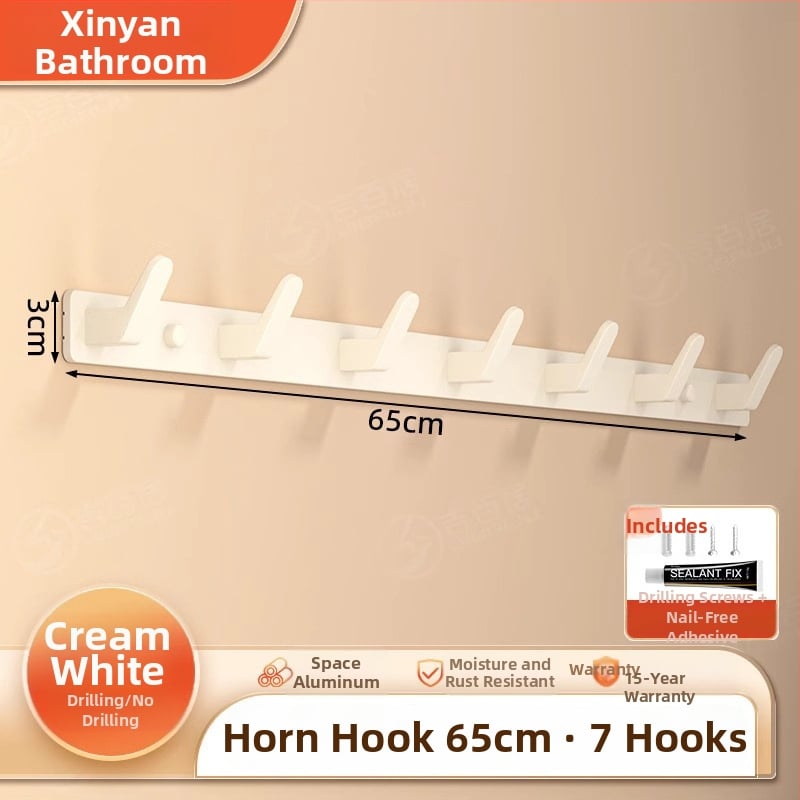 Be gręžimo sieninis drabužių kabykla, Space Aluminum, daugiaeilių su 3-8 kabliukais, šiuolaikiškas ir paprastas dizainas, apkrova 10-15 kg