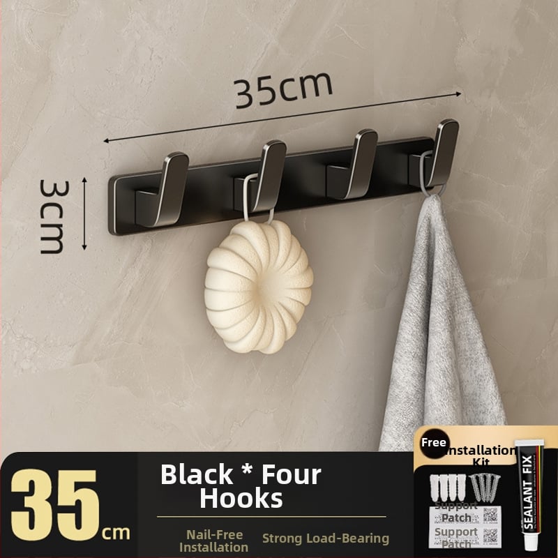 Be gręžimo sieninis drabužių kabykla, Space Aluminum, daugiaeilių su 3-8 kabliukais, šiuolaikiškas ir paprastas dizainas, apkrova 10-15 kg