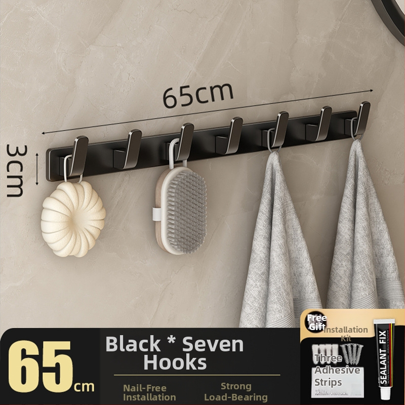 Be gręžimo sieninis drabužių kabykla, Space Aluminum, daugiaeilių su 3-8 kabliukais, šiuolaikiškas ir paprastas dizainas, apkrova 10-15 kg