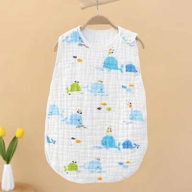 Baba géz alvózsák rövid ujj nélküli – 100% pamut, könnyű nyári kivitel, kick-proof kivitel, súly legfeljebb 0,5 kg, testreszabható