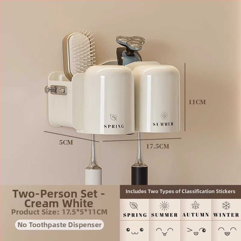 Държател за четки за зъби, метален, стенен монтаж без пробиване, за баня, чаши за изплакване