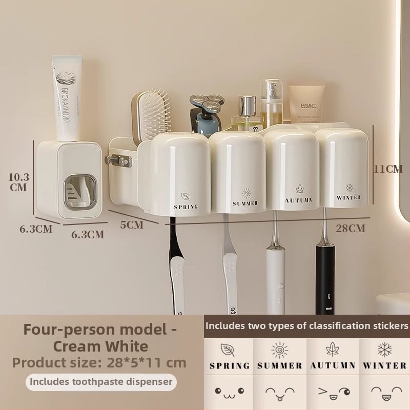 Държател за четки за зъби, метален, стенен монтаж без пробиване, за баня, чаши за изплакване