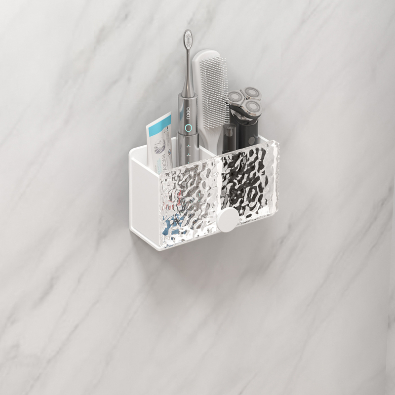 Sieninis laikiklis šepetėliams, dantų pastai ir makiažo šepetėliams – metalinė konstrukcija su aliuminio lydiniu ir akriliu; Modelis: Acrylic makeup stand A; Konfigūracija: vieno arba dviejų vamzdelių; Pritaikymas: Taip; Spausdintas logotipas: Taip