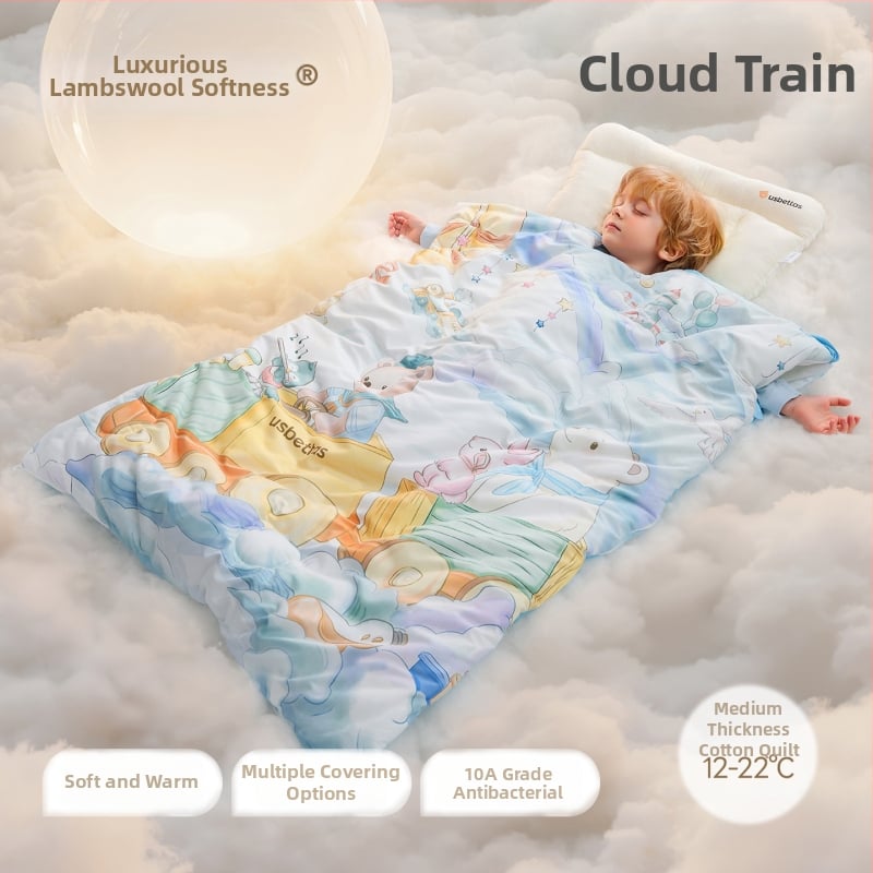 Betides gyerekeknek szóló alvózsák anti-kick takaróval, vastag és meleg, külső anyag 100% poliészter, bélés 100% pamut, töltet 79% poliészter 21% viszkóz, stílus: rajzfilm.