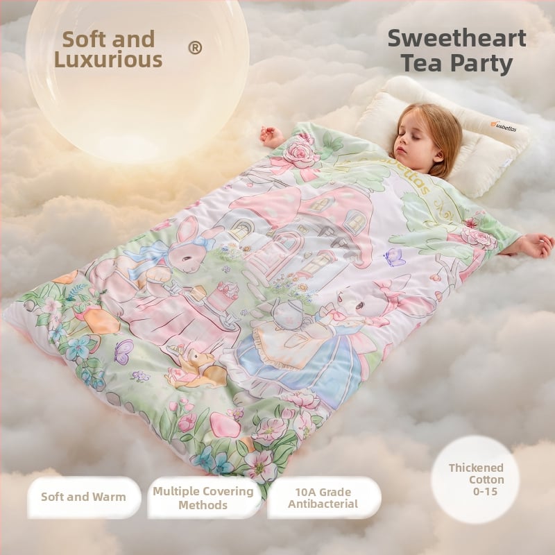 Betides gyerekeknek szóló alvózsák anti-kick takaróval, vastag és meleg, külső anyag 100% poliészter, bélés 100% pamut, töltet 79% poliészter 21% viszkóz, stílus: rajzfilm.