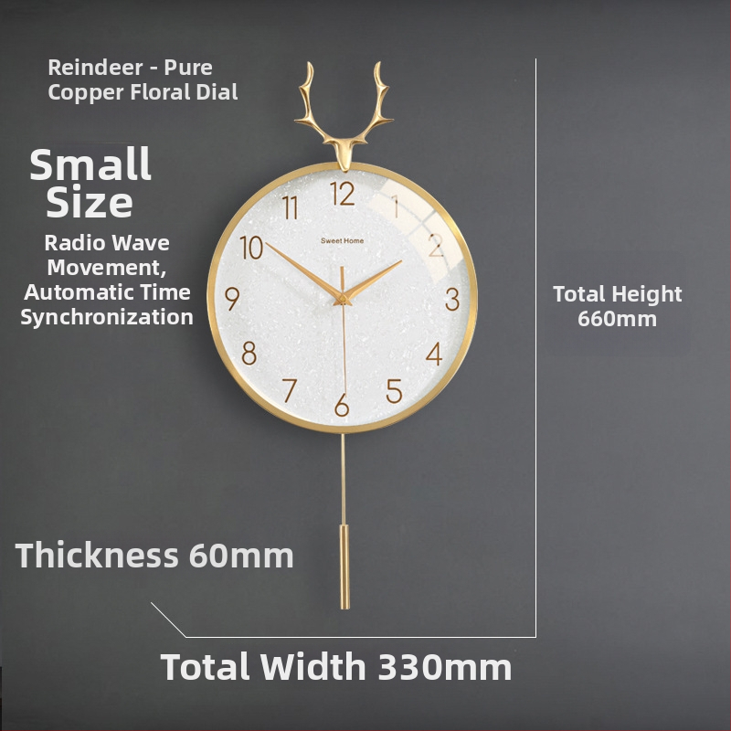 Zidni sat u nordijskom stilu s laganim luksuzom — okruglo metalno kućište, kvarcni mehanizam s tiho hodom (sweep), napajanje baterijom, jednostrana projekcija, mogućnost tiska logotipa