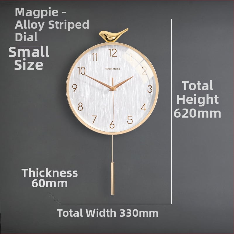 Zidni sat u nordijskom stilu s laganim luksuzom — okruglo metalno kućište, kvarcni mehanizam s tiho hodom (sweep), napajanje baterijom, jednostrana projekcija, mogućnost tiska logotipa