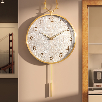 Zidni sat u svijetlom luksuznom stilu, model 985, mehanički pogon, Sun pogon, baterijsko napajanje, metalni brojčanik, stakleni poklopac, dnevni boravak