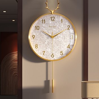 Zidni sat u svijetlom luksuznom stilu, model 985, mehanički pogon, Sun pogon, baterijsko napajanje, metalni brojčanik, stakleni poklopac, dnevni boravak