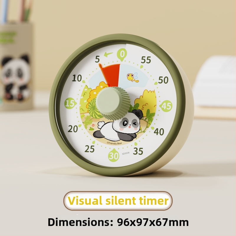 Csendes vizuális időzítő gyerekeknek — mechanikus működés, kerek műanyag ház, elemes működés, mutató kijelző