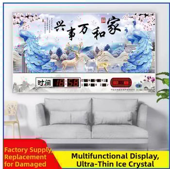 Ρολόι τοίχου με διαρκές ημερολόγιο και LED οθόνη – ηλεκτρονικό, εξωτερική τροφοδοσία, ορθογώνιο μεταλλικό περίβλημα με tempered glass