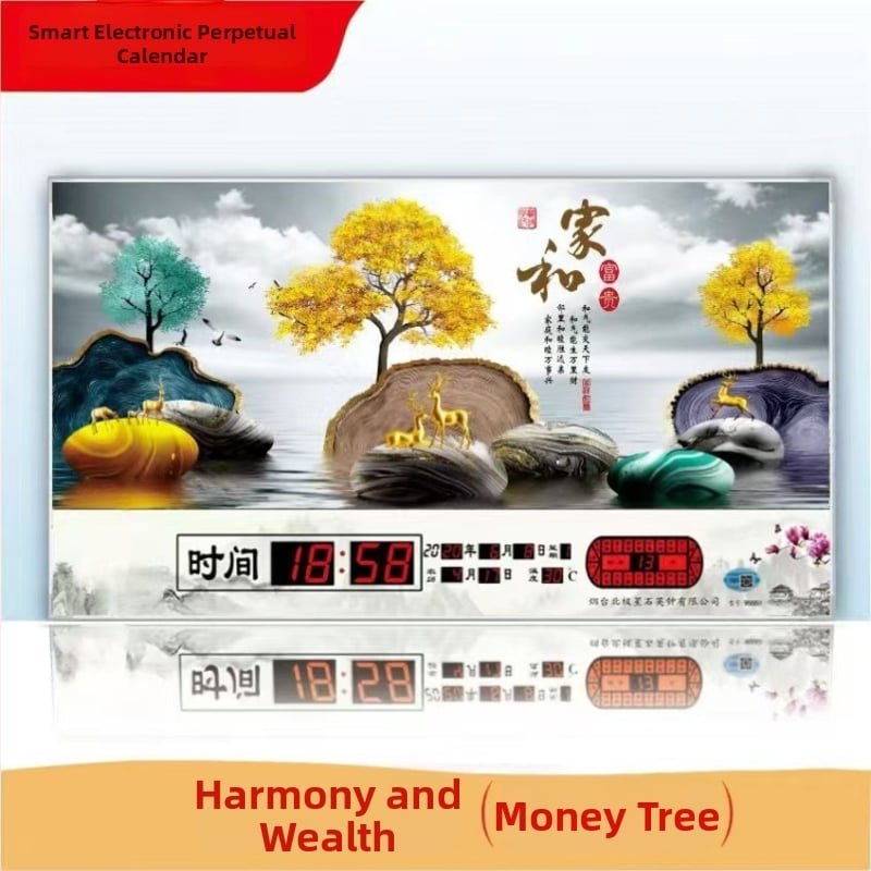 Ρολόι τοίχου με διαρκές ημερολόγιο και LED οθόνη – ηλεκτρονικό, εξωτερική τροφοδοσία, ορθογώνιο μεταλλικό περίβλημα με tempered glass