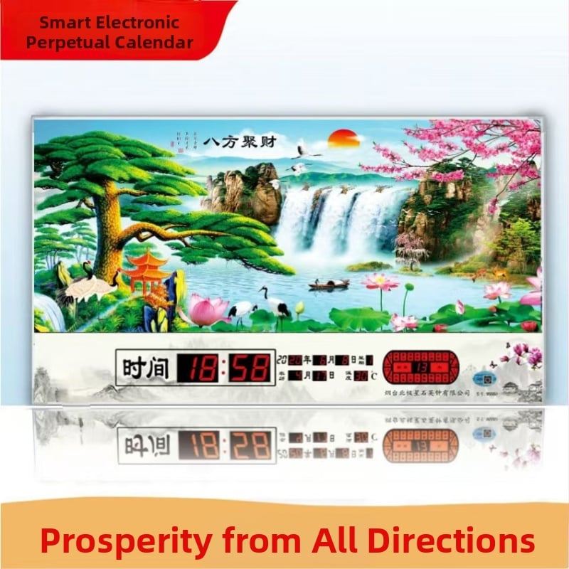 Ρολόι τοίχου με διαρκές ημερολόγιο και LED οθόνη – ηλεκτρονικό, εξωτερική τροφοδοσία, ορθογώνιο μεταλλικό περίβλημα με tempered glass