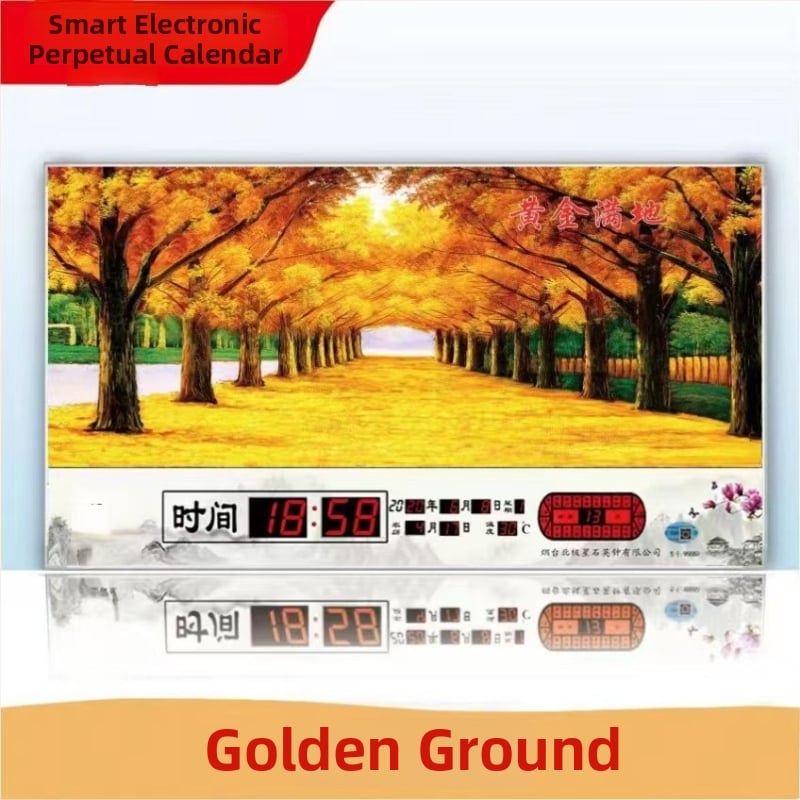 Ρολόι τοίχου με διαρκές ημερολόγιο και LED οθόνη – ηλεκτρονικό, εξωτερική τροφοδοσία, ορθογώνιο μεταλλικό περίβλημα με tempered glass