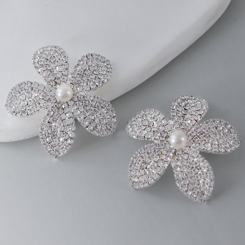 Patch θηλής με στρας, ένθετο από κράμα με τεχνητούς λίθους, μορφή φούντας, ηλεκτροπλατινωμένη επίστρωση