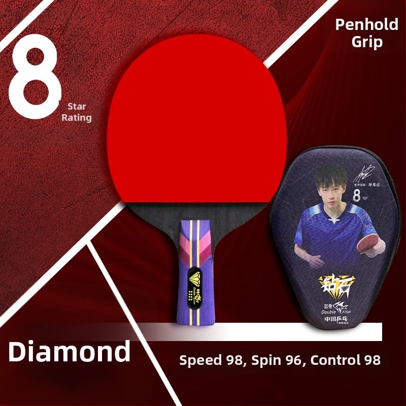 Pisces Diamond Series ρακέτα επιτραπέζιας, λεπίδα Basswood, λάστιχο κατά του κολλήματος, πλευρικός χτύπος, για εκπαίδευση και αγώνες