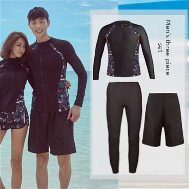 Unisex ilgos rankoves maudymosi kostiumėlis su užtrauktuku, saulės apsauga, vientisas spalvos, aukšta elastinė, tinkamas plaukioti ir banglentininkams