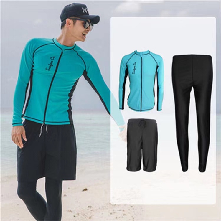 Unisex ilgos rankoves maudymosi kostiumėlis su užtrauktuku, saulės apsauga, vientisas spalvos, aukšta elastinė, tinkamas plaukioti ir banglentininkams